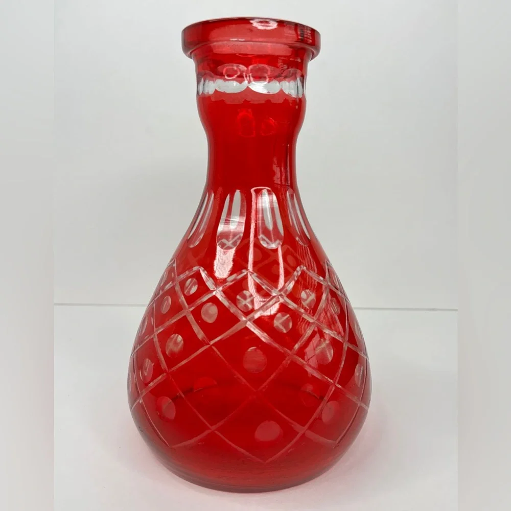 Vintage Red Cut to Clear Decanter‎ Ruby
Base Bohemian Glass Art Vase - Picture 7 of 9